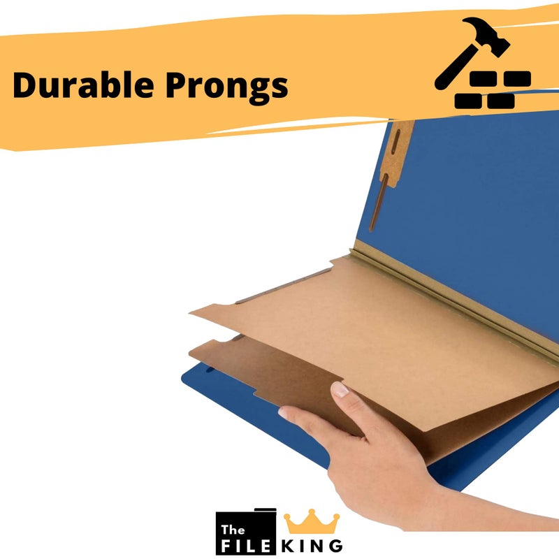 The File King Classification Folders 2 Dividers Letter Size - Pale Blue, 10 Pack | Pressboard Classification Folder | 2-Inch Expansion | Made in USA | Medical File Folders with Dividers and Prongs - Image 4